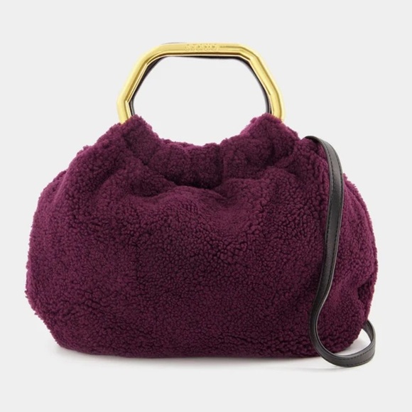 STAUD Handbags - STAUD Camille Shearling Bag In Plum NWT